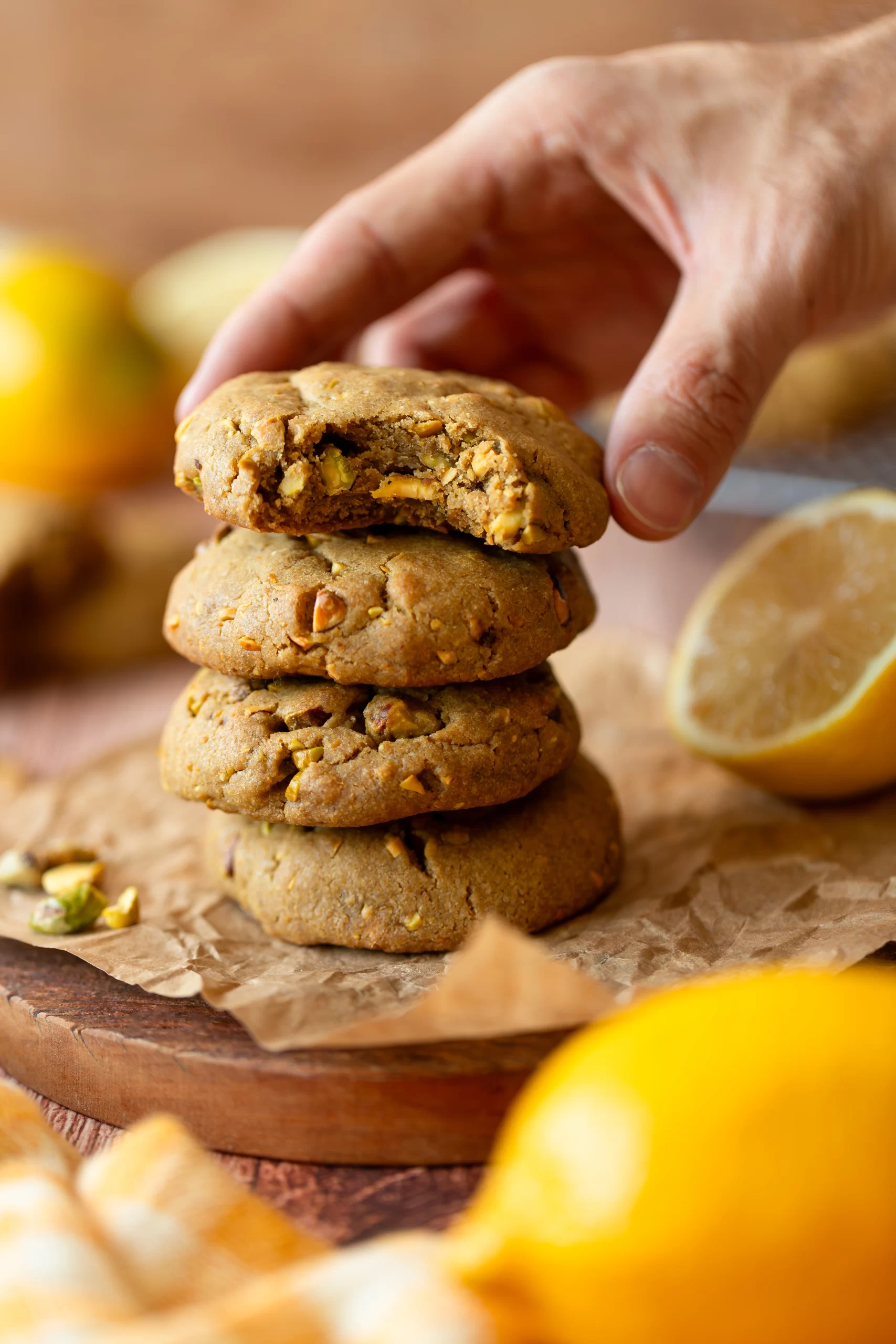 Cookie de Limão com Pistache vegano