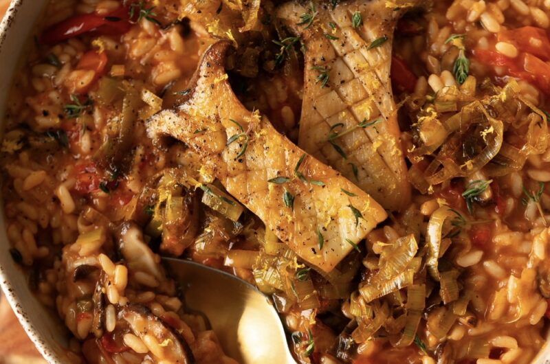 Risoto de Cogumelos com Tomate e Alho Poró