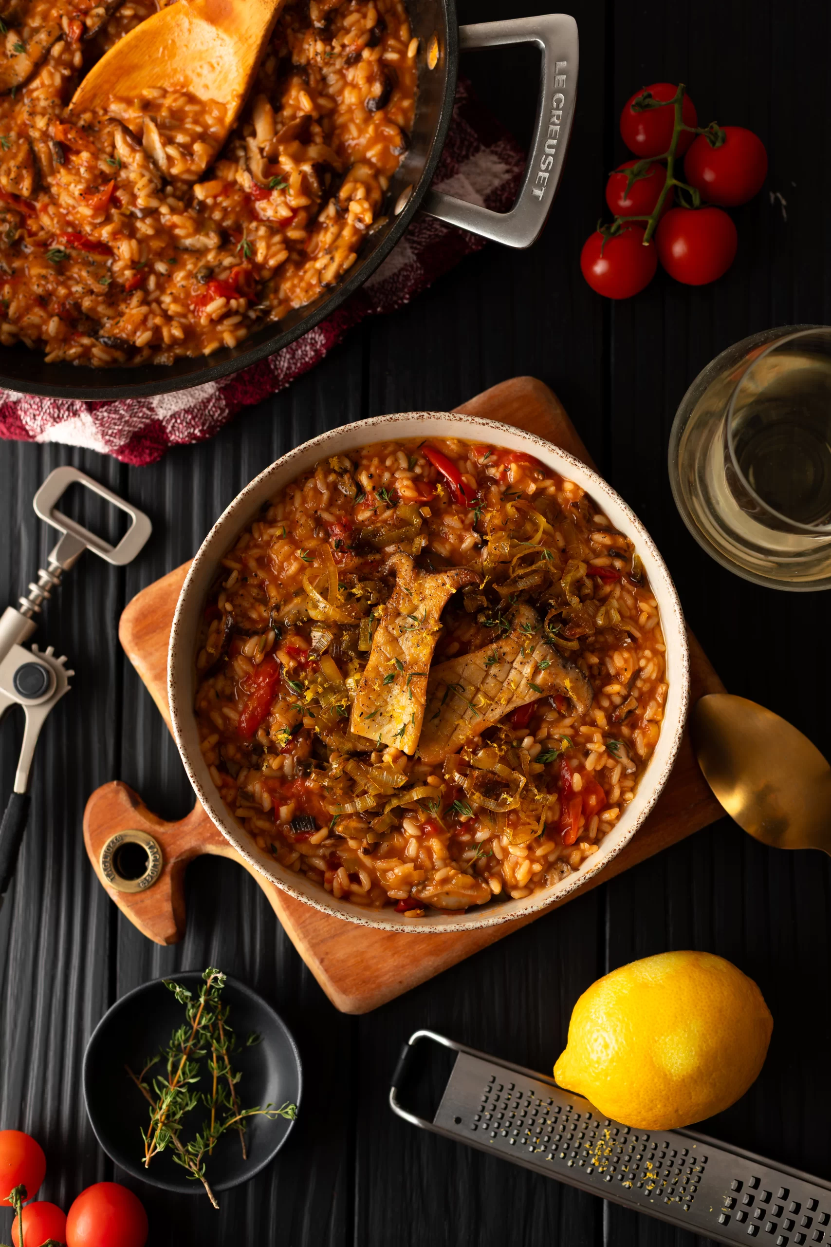 Risoto de Cogumelos com Tomate e Alho Poró