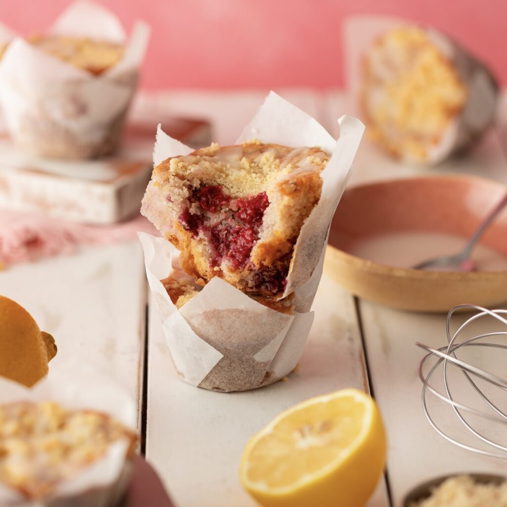 Muffin de Limão Siciliano com Framboesa Vegano