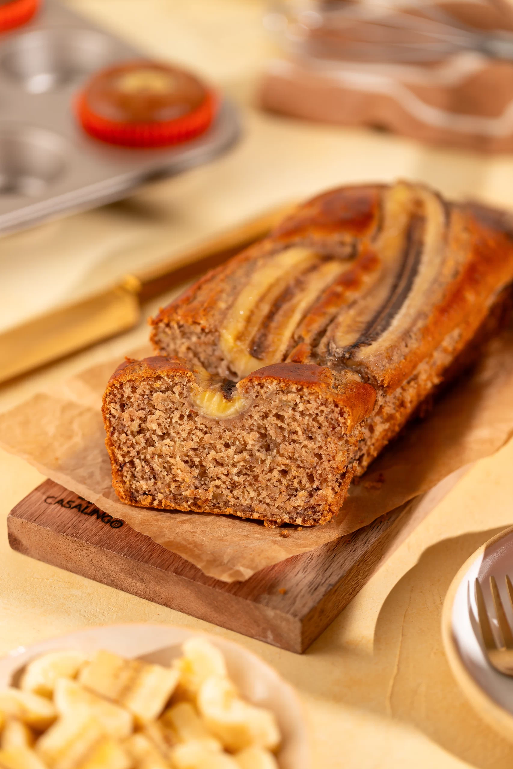 Bolo de Banana Vegano com opção sem glúten