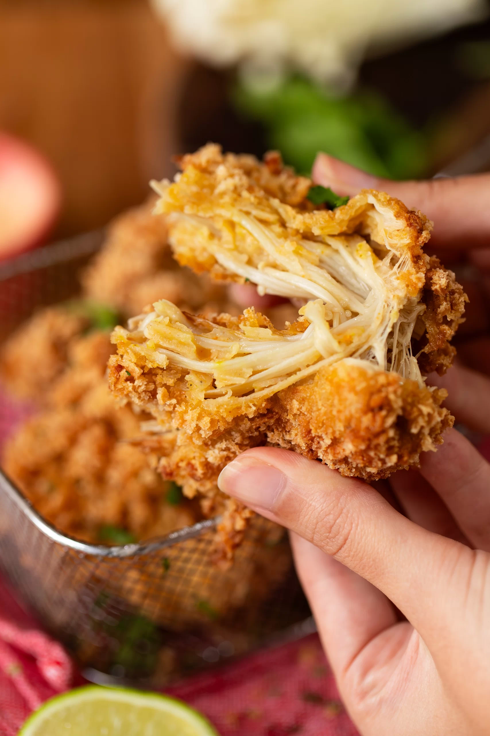 Frango Frito Vegetal de cogumelo enoki